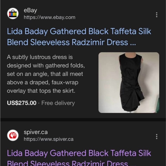 Lida Baday Gathered Black Taffeta Silk Blend Sleeveless Radzimir Dress sz 2 - Picture 5 of 6